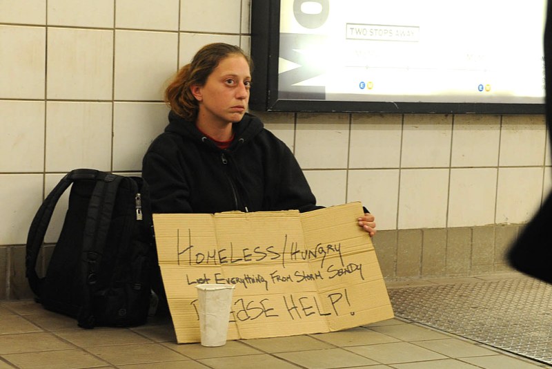 Hungry poor girl