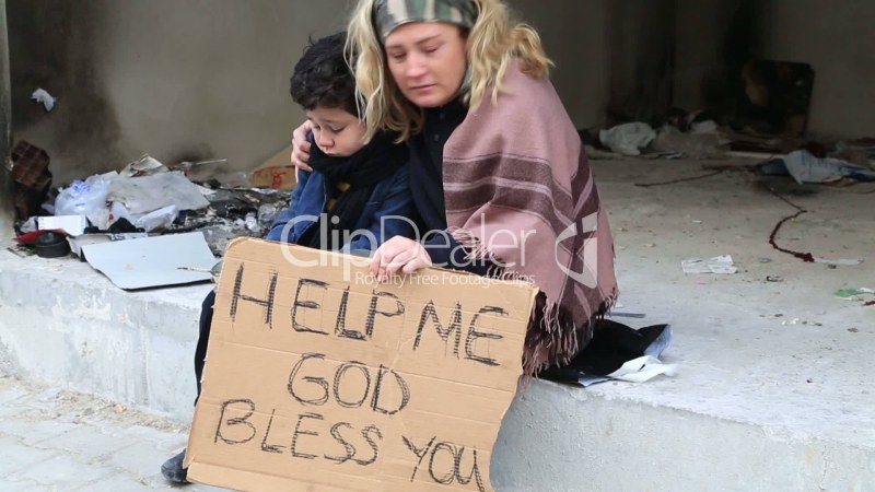 The beggar smiles