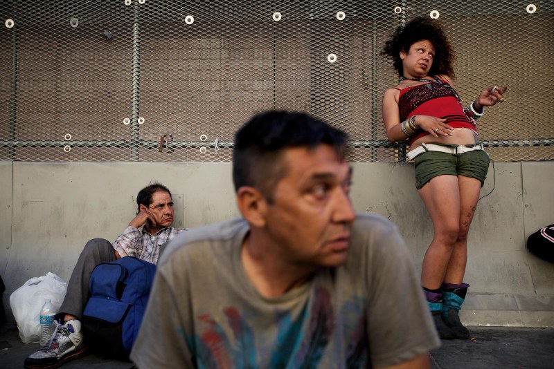 The homeless is begging