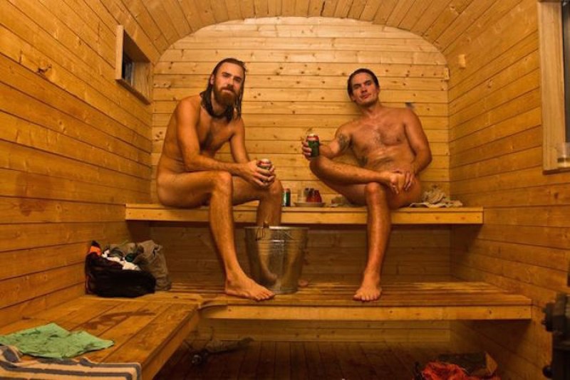 Boys and girls in the saunas