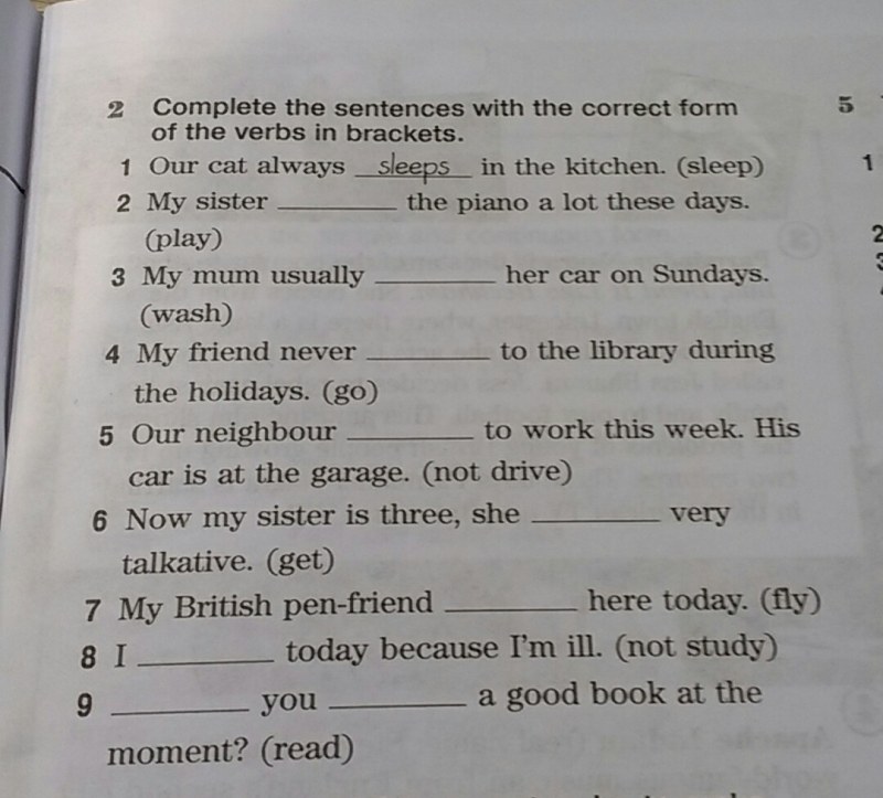 Tasks on English Read the Sentences