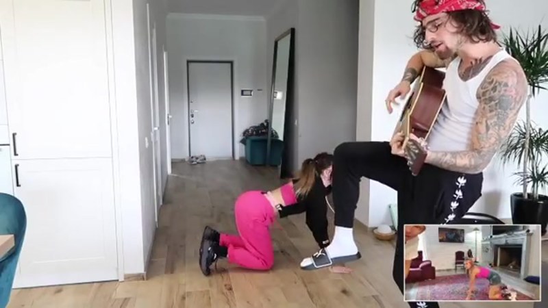 Dorofeeva’s husband in leopard