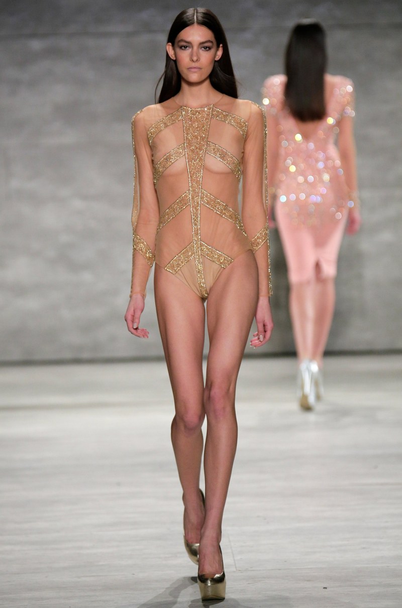Fashion show with bare breasts
