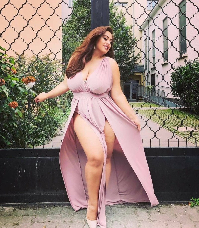 Chubby girls in transparent dresses