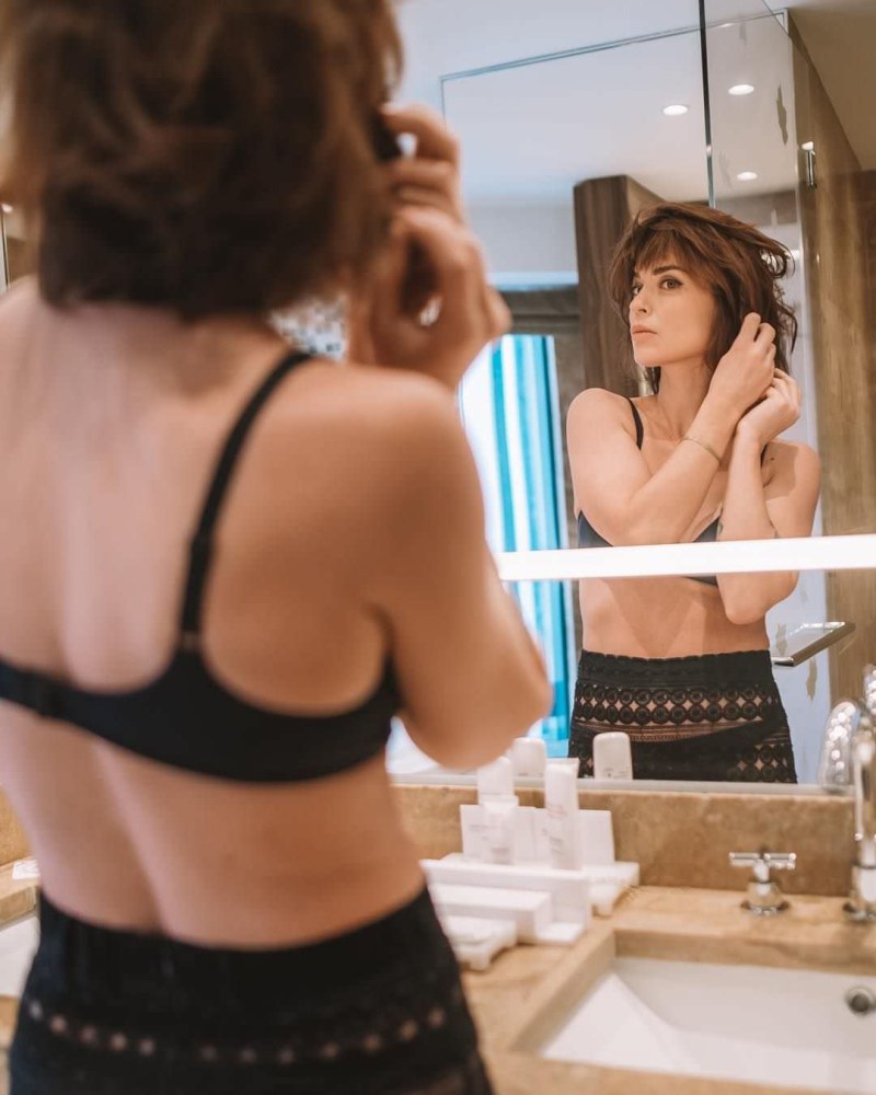 Irina Muromtseva in underwear in the make -up