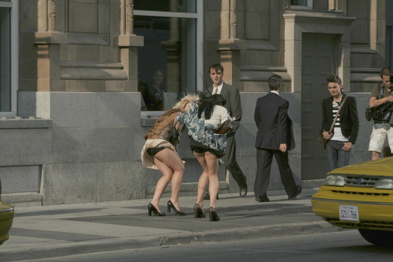 Hooligans lift the skirts