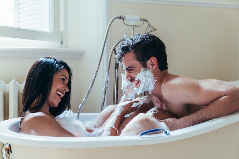 Girl in the bathroom guy nearby