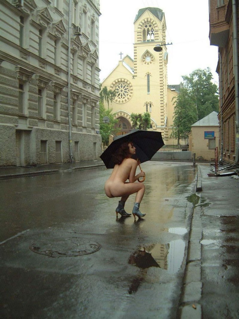Naked women on the streets of the city