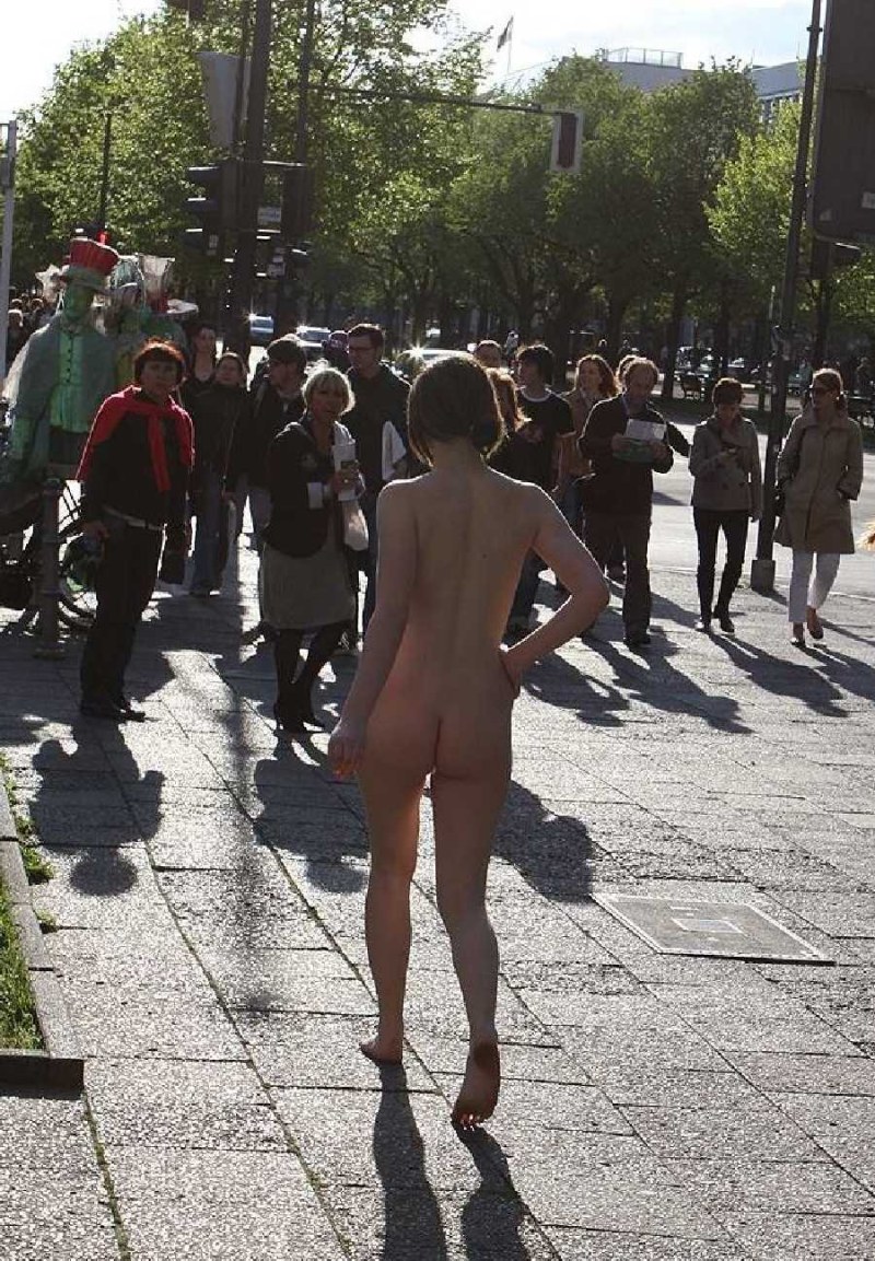 Naked people on the streets of the city