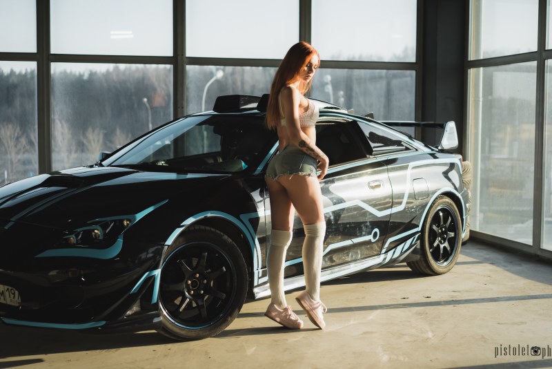 Naked girls near the car