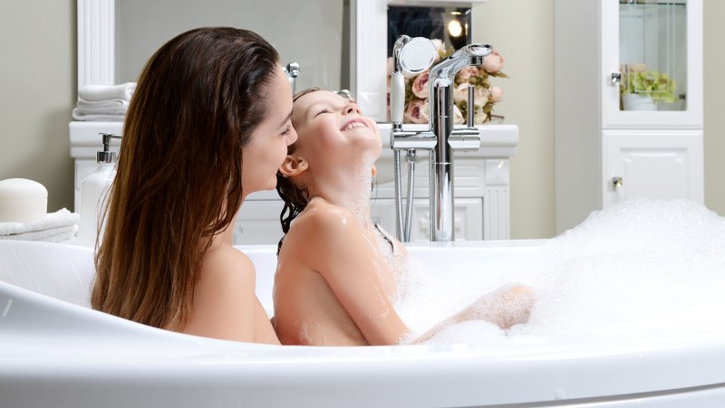 Sister in the bathroom