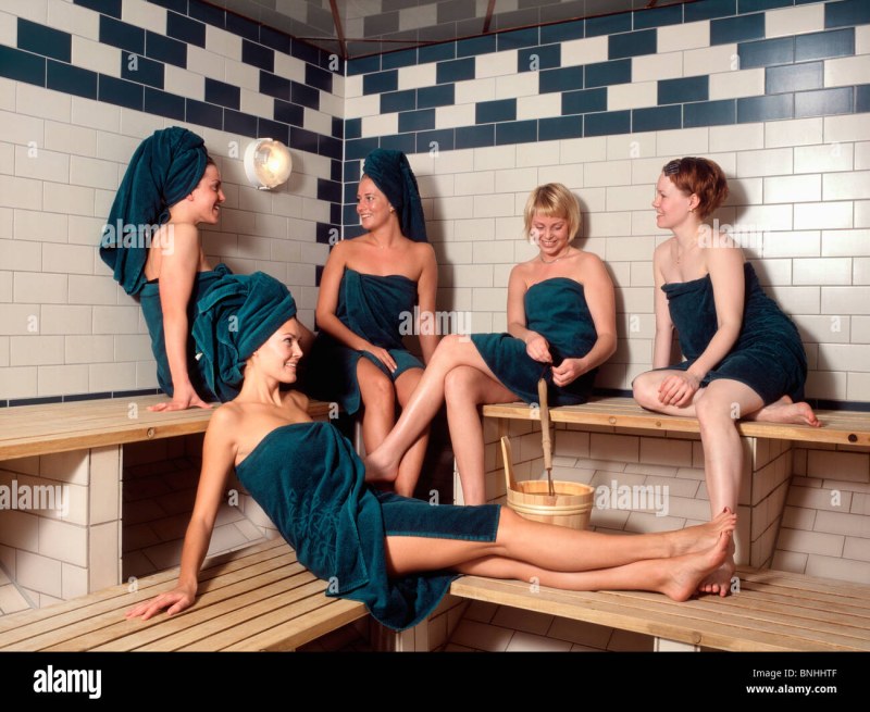 Women have fun in the bathhouse