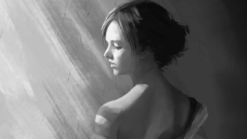 Painting girl in profile