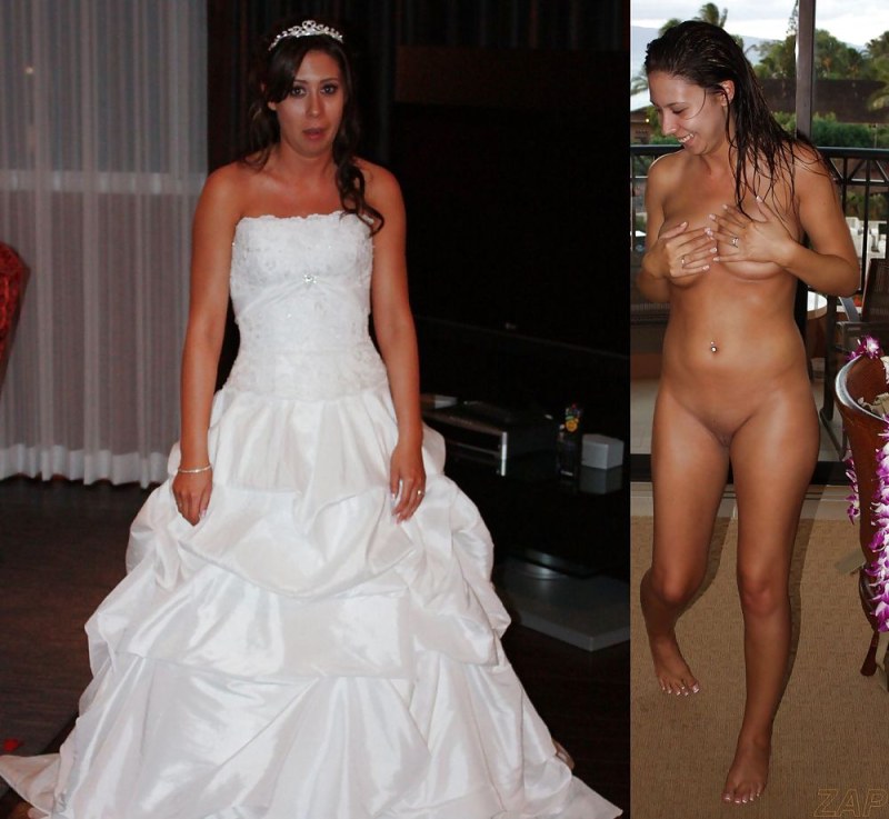 Brides with girlfriends dressed and stripped