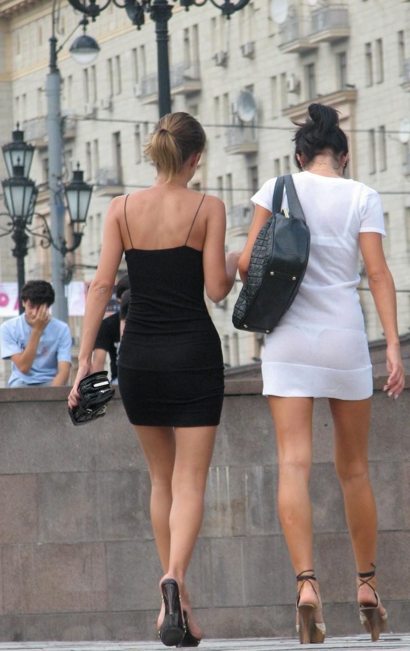 Girl in dress and thongs