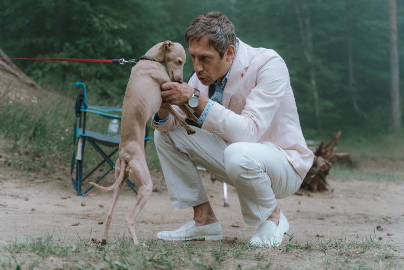 Artem Tkachenko with a dog