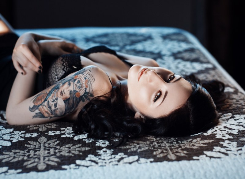 Brunette with tattoos