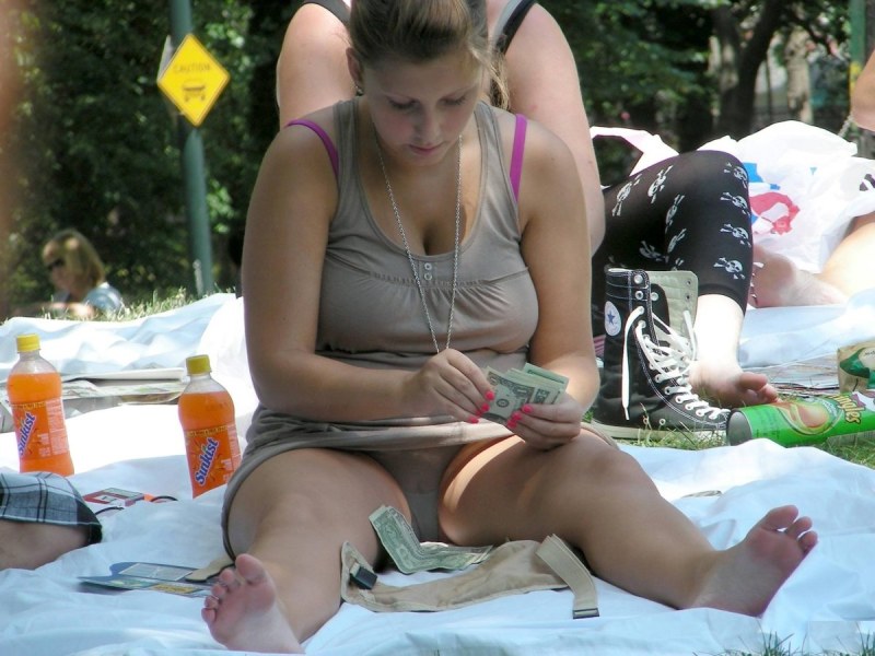 Women in thongs in the country