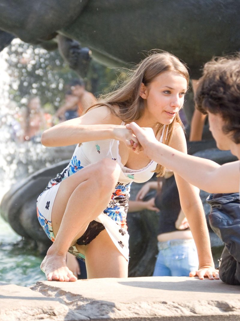 A teenager girl lit up