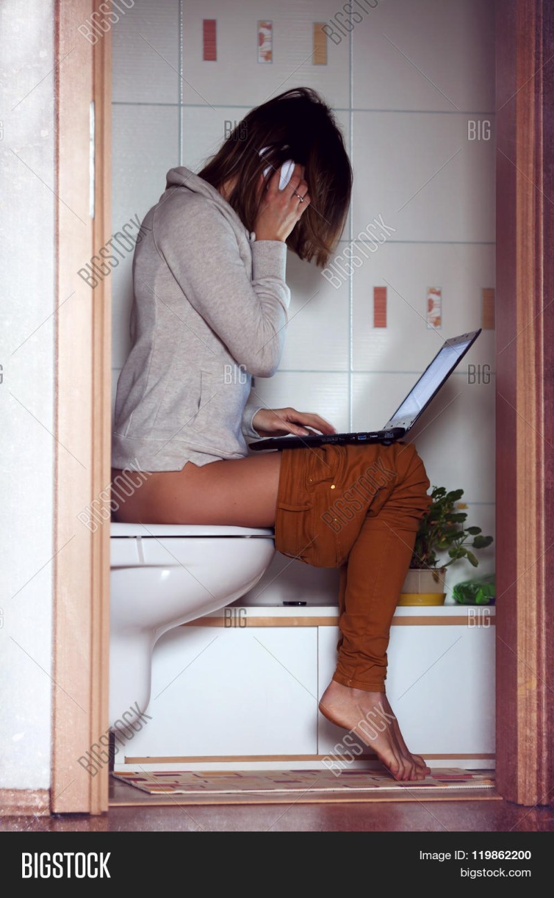 Young women in the toilet
