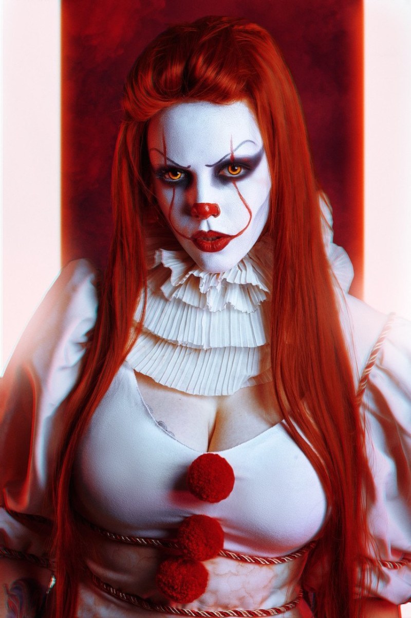 Girl clown with big tits