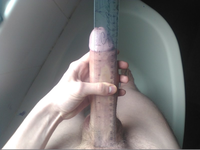 Huge penis with a ruler