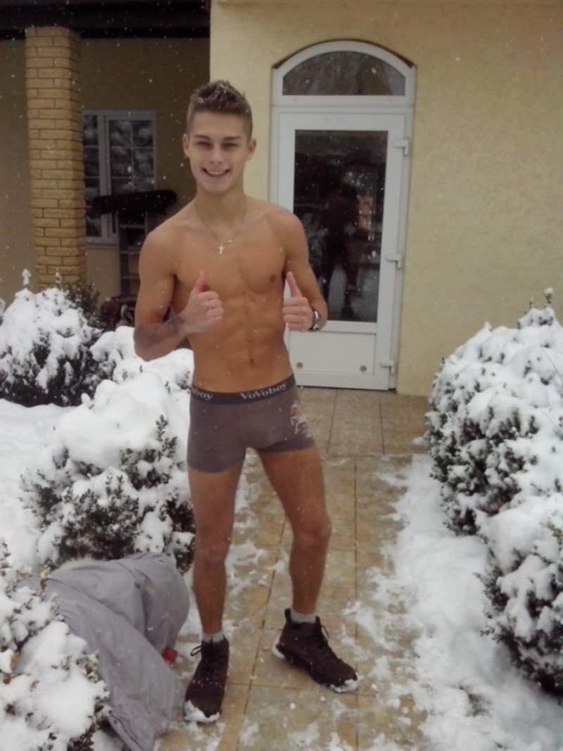 Jack Griffo with a naked torso