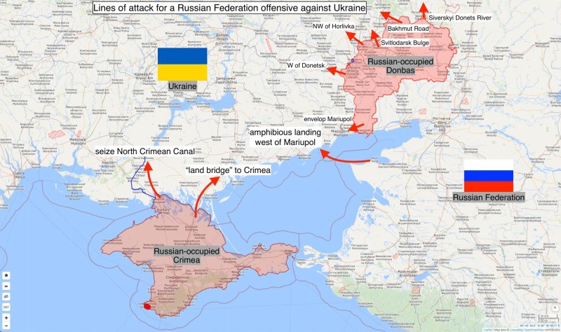 War map in Ukraine 2021