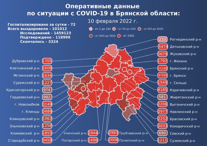 Koronavirus in the Bryansk region by districts