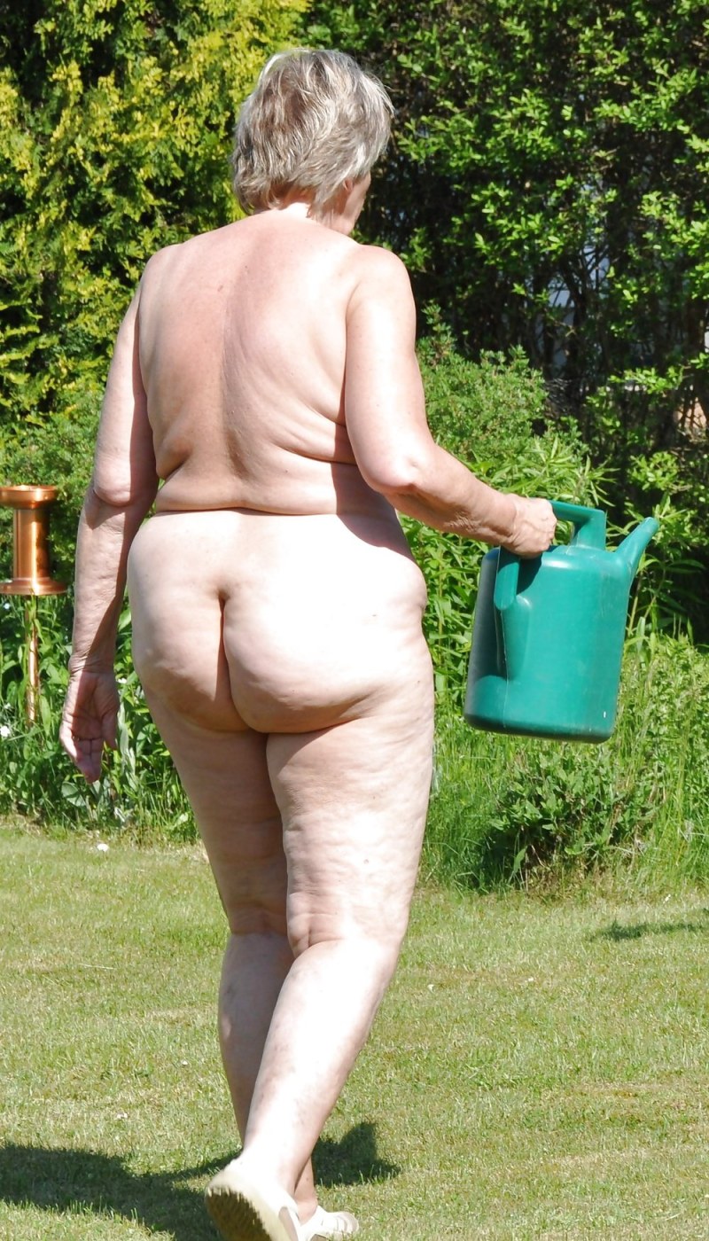 Naked grannies in the garden