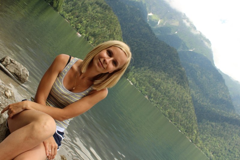 The girl jumped out of the window