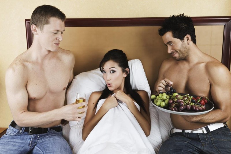 Two guys pester an anime girl