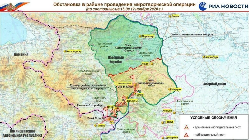 Map of Russian peacekeepers in Karabakh