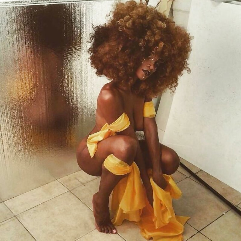 Naked chest of a black woman