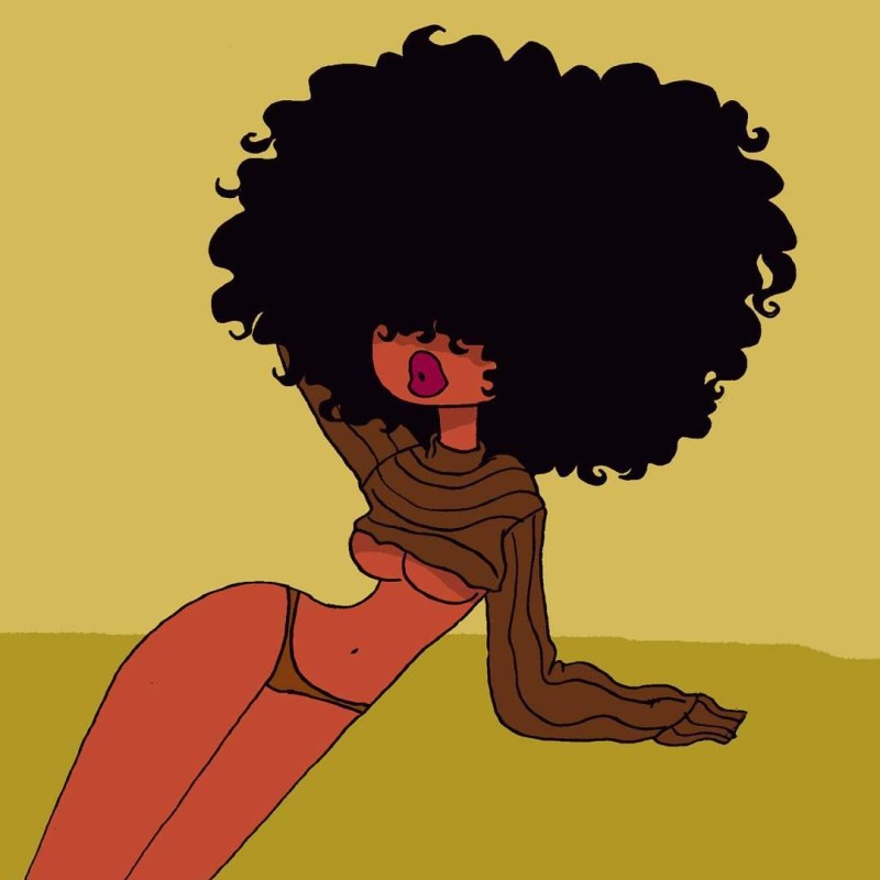 Black Girl with Afro Haw Tits