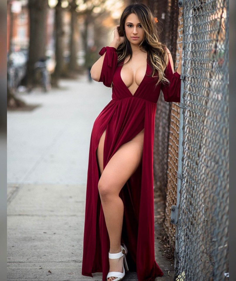 Emily Sirs in a dress