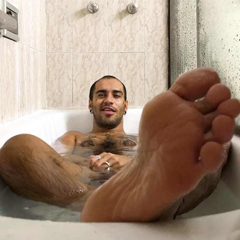 Naked hairy guys in the bathroom