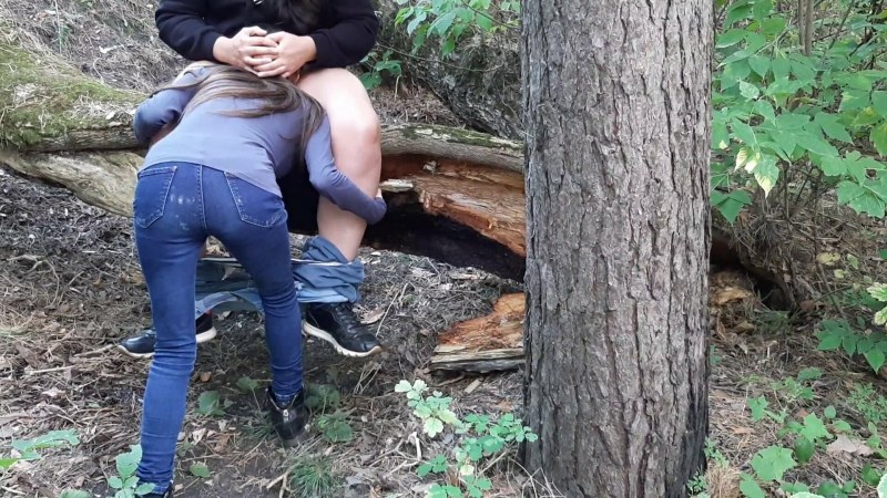 Fucking in the forest between trees