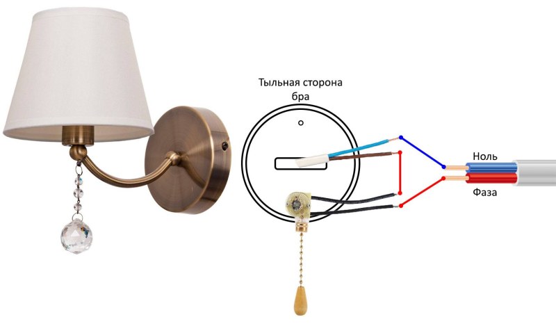 BRA connection diagram with a shut-snub switch with one lamp