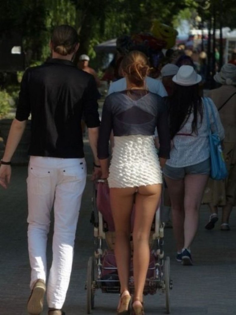 Indecently short skirt