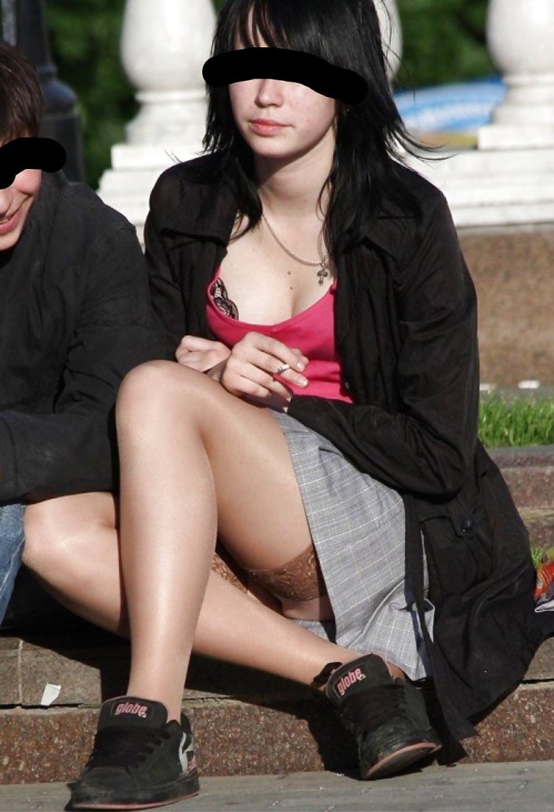 Women in tights without a skirt