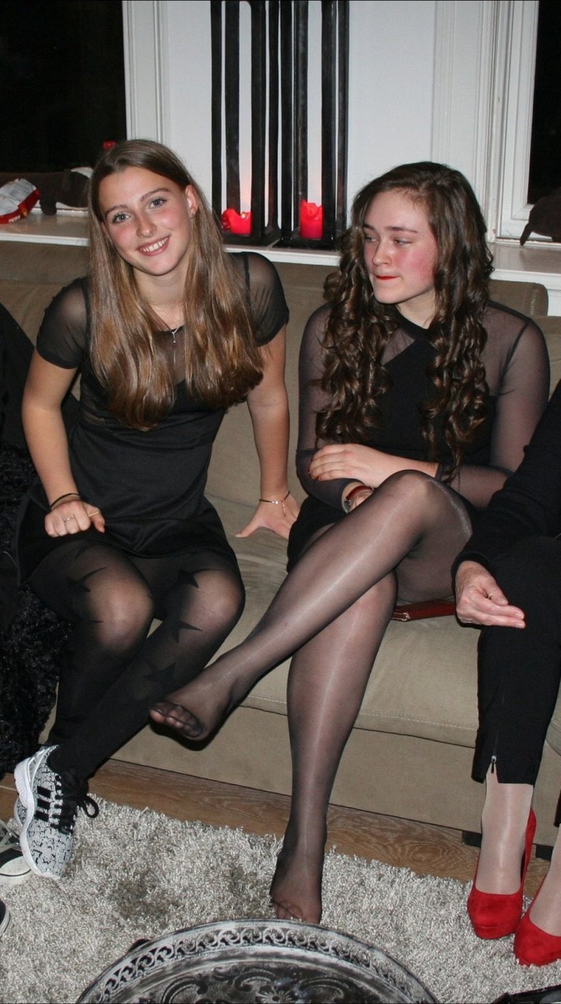 Girls in pantyhose on the street