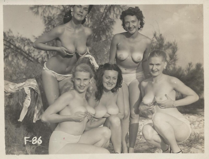 Elderly retro nudists