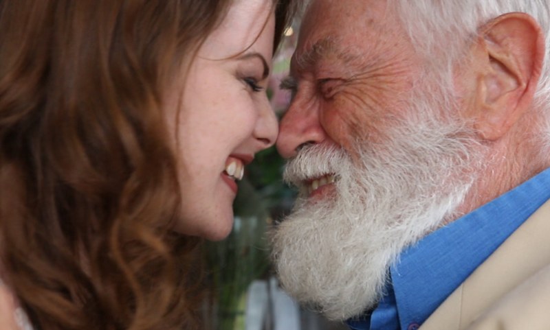 Kiss old man and young girl