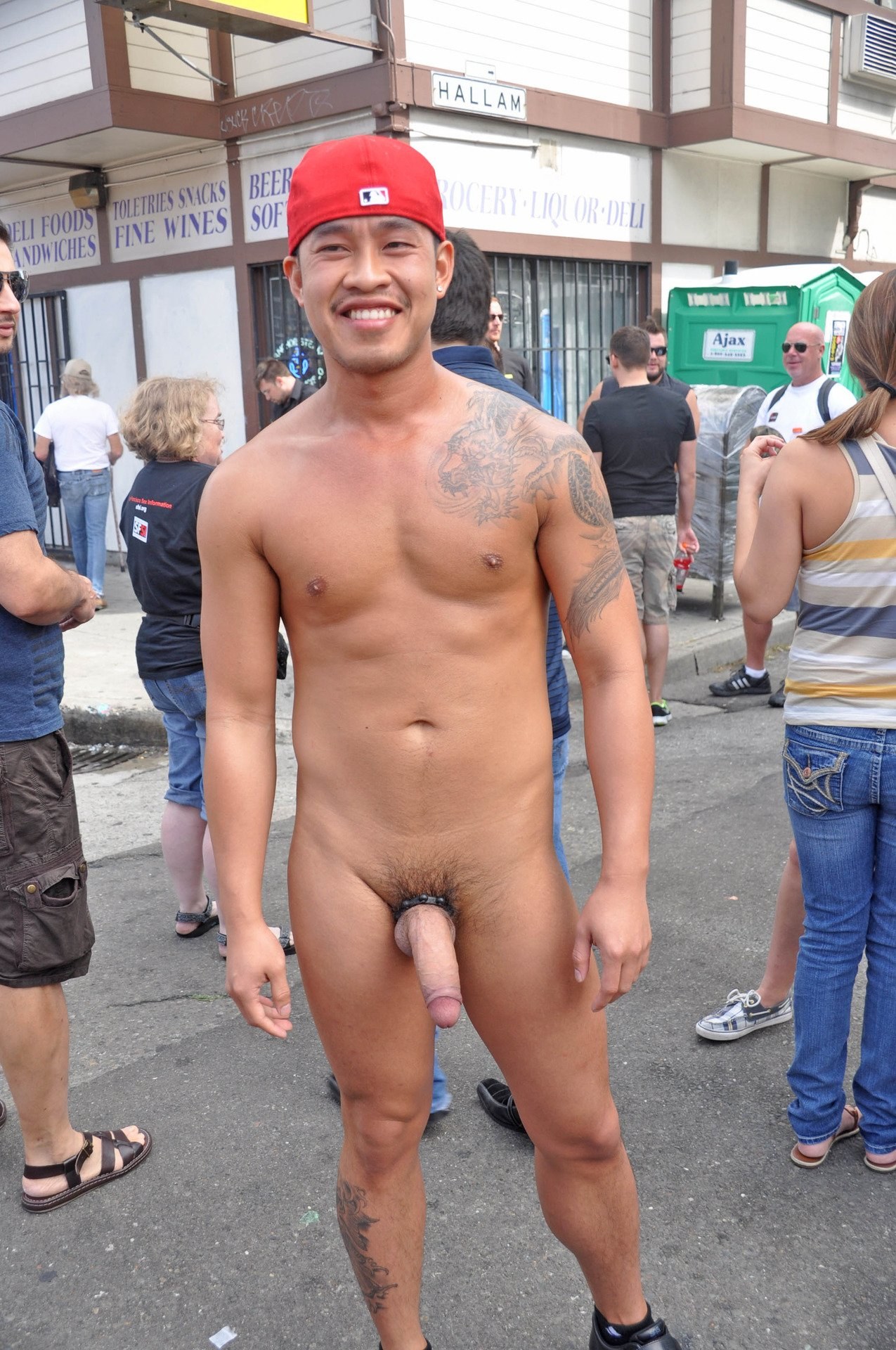 Naked guy public
