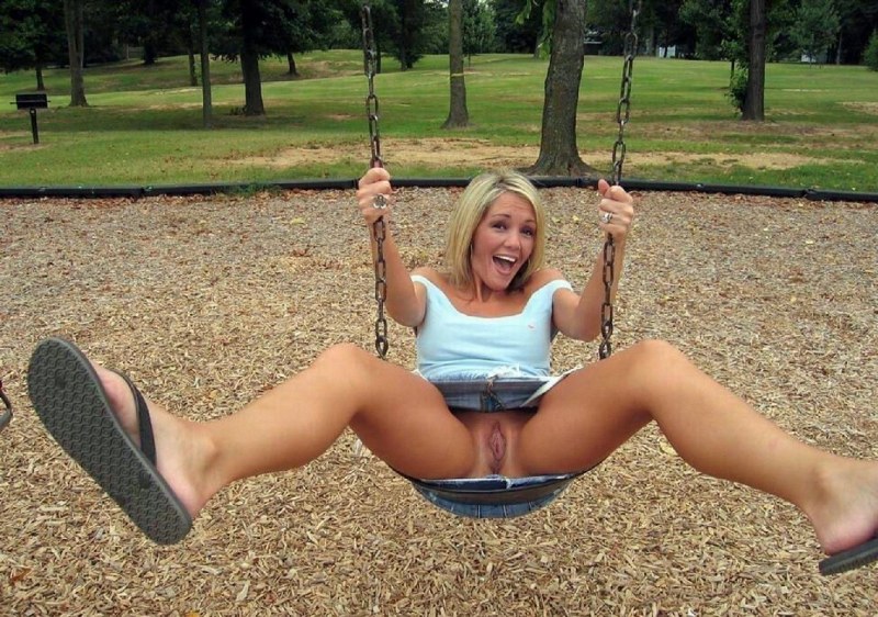 Naked women with lifted skirts