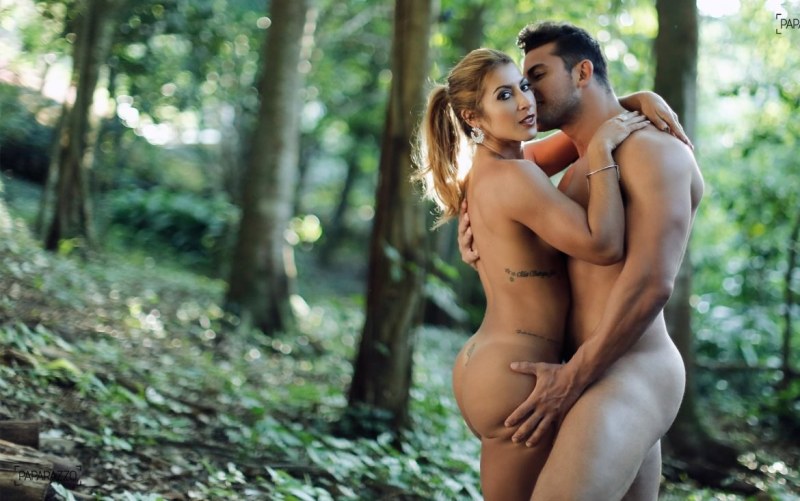 Naked women in the autumn forest