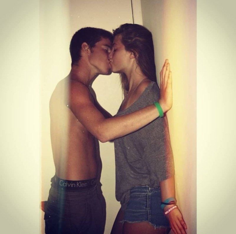 Kiss of a guy and girls