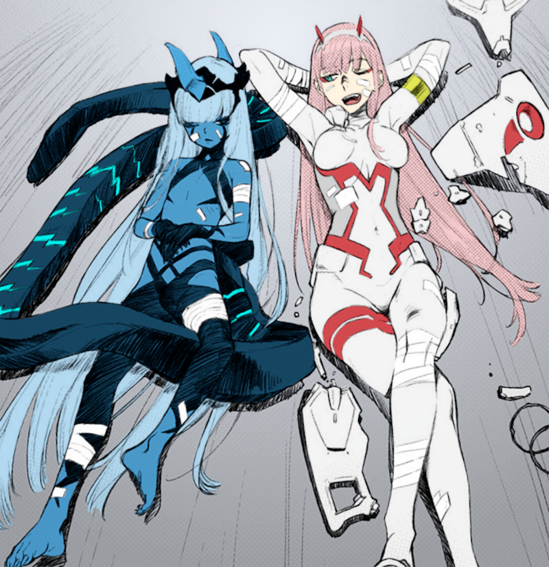Klaxosaur Princess and Zero Two