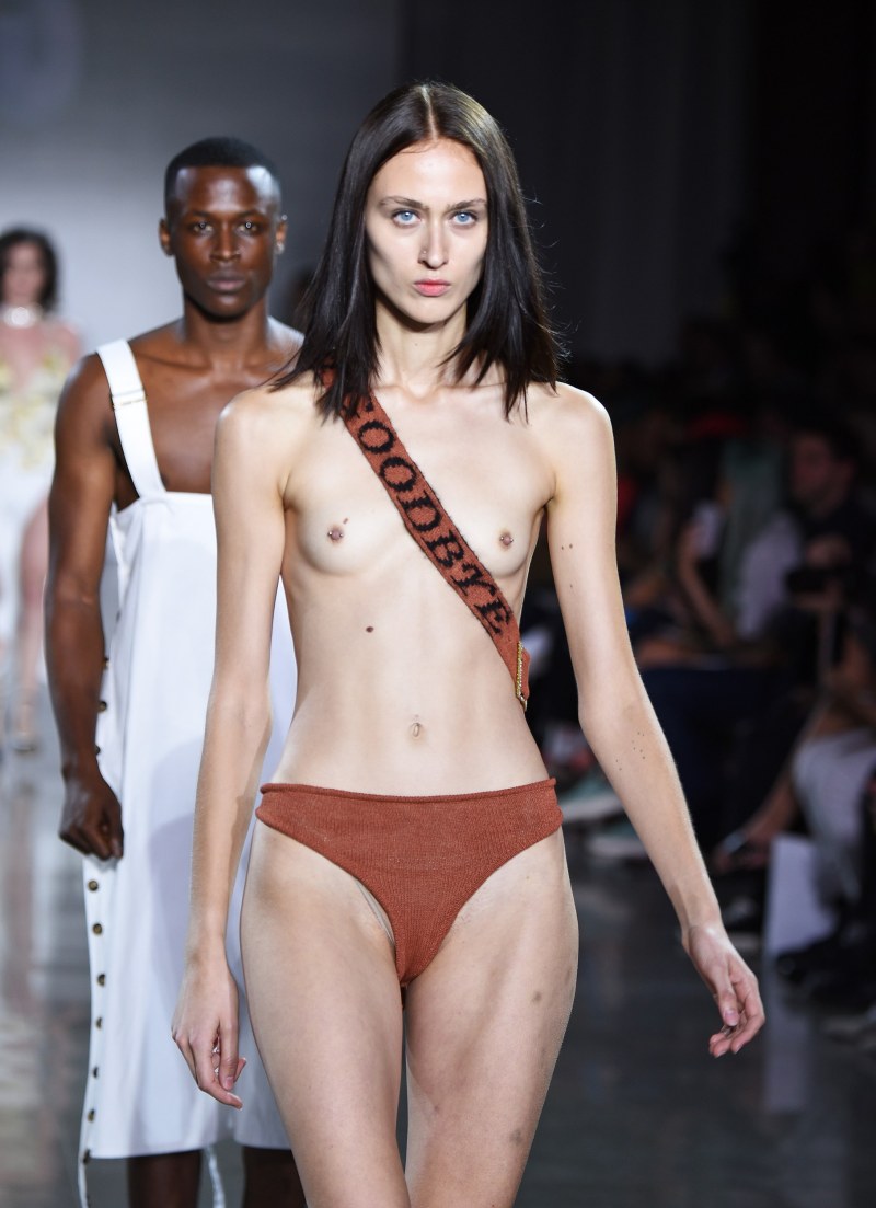 Fashion show of naked women